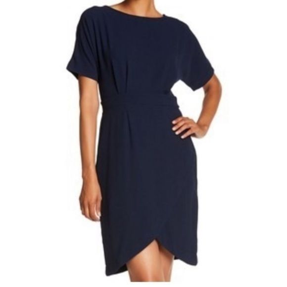 bobeau Dresses & Skirts - Bobeau Solid Dolman Sleeve Faux Wrap Dress
